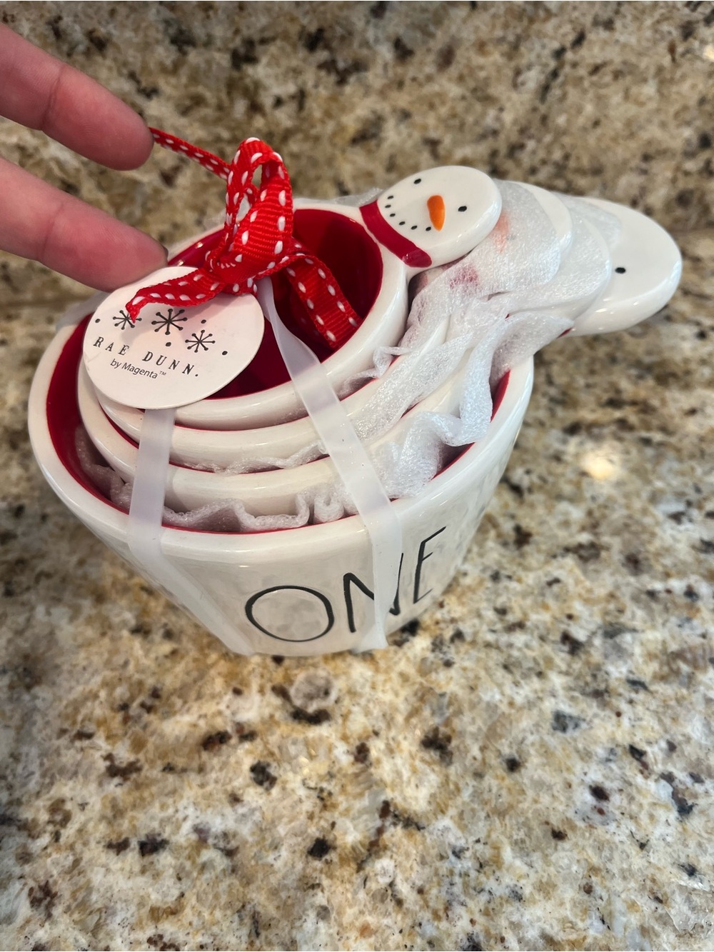 Rae Dunn White & Red Christmas Snowman Nesting Measuring Cups